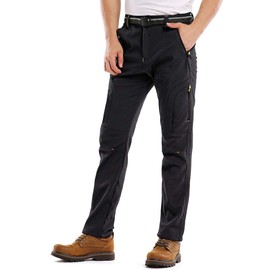 Jessie Kidden Hiking Pants Mens Waterproof Outdoor Fleece Lined Ski Snow Insulated Soft Shell Pants (MH4409 Black, 38)