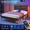 Rolanstar Bed Frame Full Size with USB Charging Station, LED