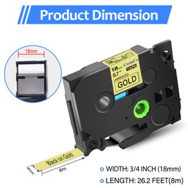 USUPERINK 2PK Compatible for Brother P-Touch Label Maker Tape TZe-841 TZ-841 TZe841 TZ841 Black on Gold 18mm 3/4 inch 0.7'' x 26.2ft Laminated TZe TZ Label Tape for PT-2700 PT-2710 PT-2730 PT-2730VP