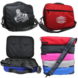 Twisted Stringz Deluxe Yo-Yo Bag - YoYo Carry Case - Holds 12 Yo-Yos- Triple Stitch Shoulder Strap - Double Graphics (Black)
