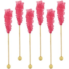 Rock Candy Lollipops Pops Candy Suckers, Variety Flavor and Color Assortment, Individually Wrapped, 5.5" (Cherry, 6-Pack)