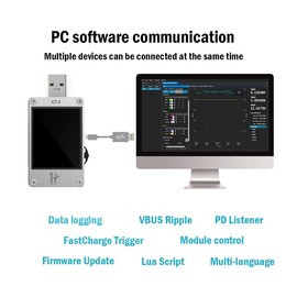 USB Power Meter USB 3.1 Tester Digital Multimeter Current Tester Voltage Detector Lua Interpreter Integrated DC 29V 6A PD 2.0/3.0 QC 2.0/3.0/4.0 pps Trigge… (CT3+SM-LD-00)