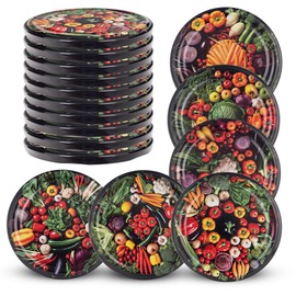 KADAX Screw Lids fi82mm Twist Off Lids Set Metal Replacement Lids for Mason Jars Lids with 6 Locking Teeth for Jars and Mason Jars (Colourful Vegetables, 10 Pieces)