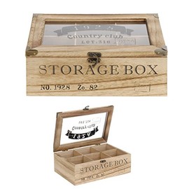 Teebox 6Fächer 24x16,5x8,5cm Vintage Teekistchen Teebeutelbox Teekiste Teedose