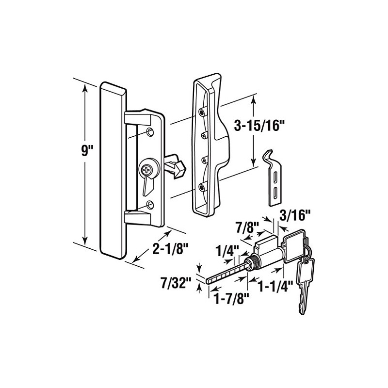 Prime-Line C 1064 Diecast with Wood Handle, Gray, Patio Door