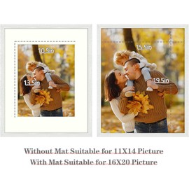 Frametory, 16x20 Wall Frame - 11x14 Photos with Ivory Mat or 16x20 Pictures Without Mat - Real Glass, Metal Back Tabs, Saw Tooth Hangers - Poster/Arts/Landscape Display - Set of 3, White