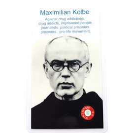 relic card 3rd Class Saint Maximillian Kolbe Patron of Narcotics Anonymous Users Dependence Drug Addicts NA Addiction Family Journalist Prison Jail Prisoner Pro-Life Movement Auschwitz WWII
