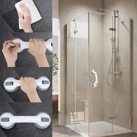 Pack of 2 Grab Bars with Suction Cup, Mobile Grab Handle, Non-Slip Bathroom Tub Handle, No Drilling, Portable Bath Handle for Children, Elderly People (Green)