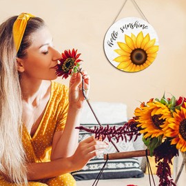 COLOR VALLEY ART Sunflower Wall Decor Wood Sunflower Wall Art Farmhouse Flower Decorations Indoor Summer Wooden Hanging Sign for Home Kitchen Porch Decor, 12Inch