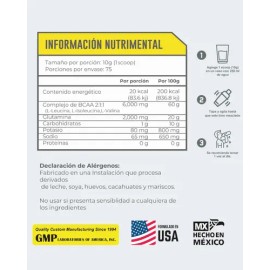 Aminoácidos Bcaa  Glutamina 750g 75 Serv 43 Suplementos Sabor Manzana                                                                                 