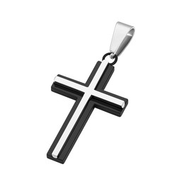 Minimalist Stainless Steel/Black Cross Pendant – Classic Unisex Necklace Charm for Daily Wear, Simple Religious Jewelry (304 Steel)
