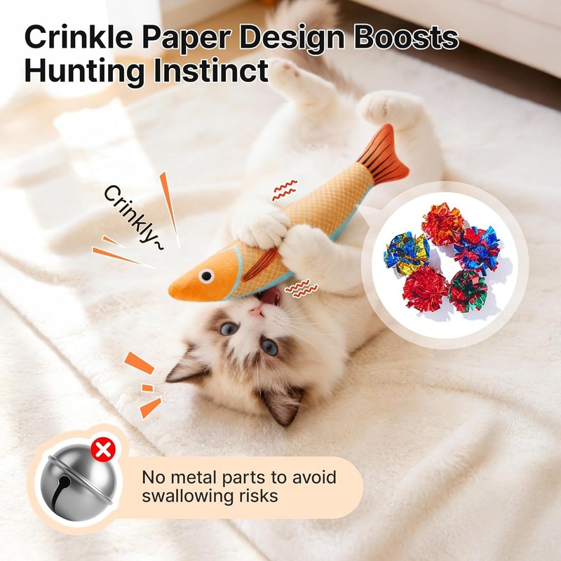 Furlof Cat Toy Fish Fidget Movable Cat Toy Fish Fidget