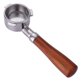 Joytata 54mm Bottomless Portafilter Fits Breville Barista Espresso Machine Stainless Steel Naked Portafilter Along with Double Shot Filter Basket Coffee Bottomless Handle-Wooden