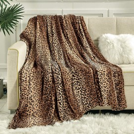 Viviland Flannel Fleece Blanket King Size 90x108 inches, 280 GSM Lightweight Blanket for Couch Sofa Bed, Super Soft Cozy Warm Blanket, Leopard Print