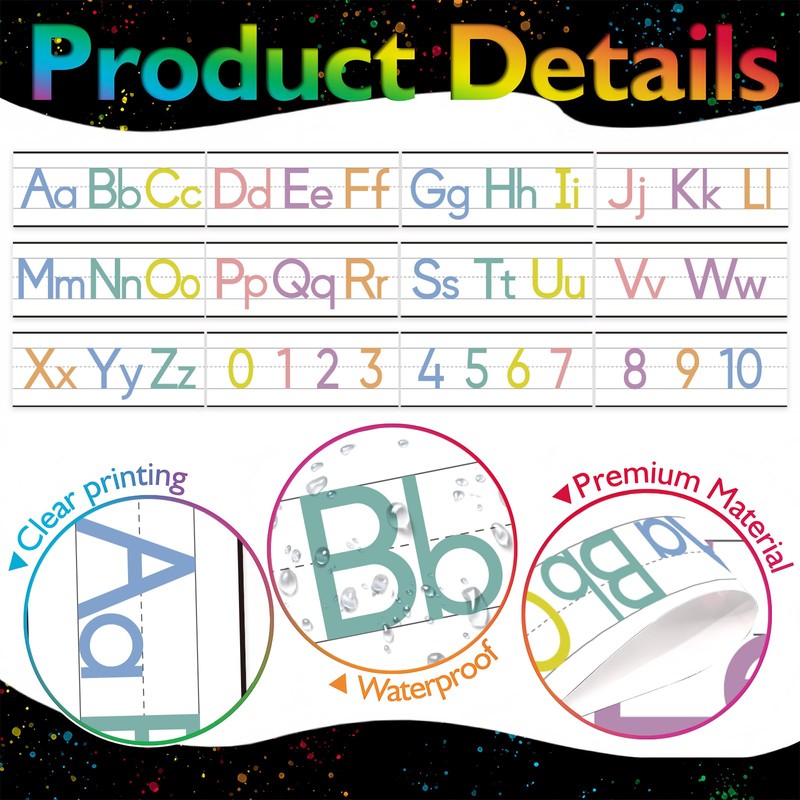 12 Pieces Alphabet Line for Classroom Wall Pastel Manuscript Alphabet