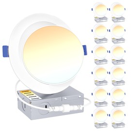 Ensenior 12 Pack 6 inch Gimbal Led Recessed Lighting, 90° Rotatable and 5CCT Selectable, Dimmable Eyeball Recessed Lights, Canless Angled Adjustable Ceiling Downlight, 1200LM, 12W=115W-FCC Certified