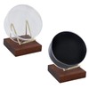 2 Sets Hockey Puck Display Case with Wooden Base Transparent