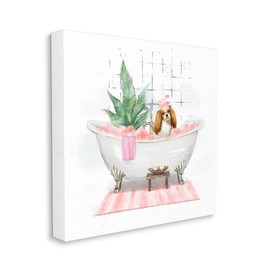 Stupell Industries Chic Cocker Spaniel Puppy in Pink Bubble Bath Canvas Wall Art, 17 x 17