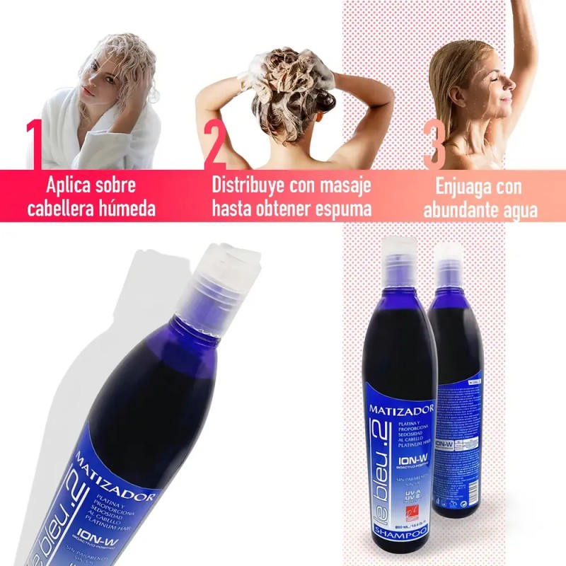 Shampoo Matizador Morado Para Canas Rubios Y Beige Sin Sal