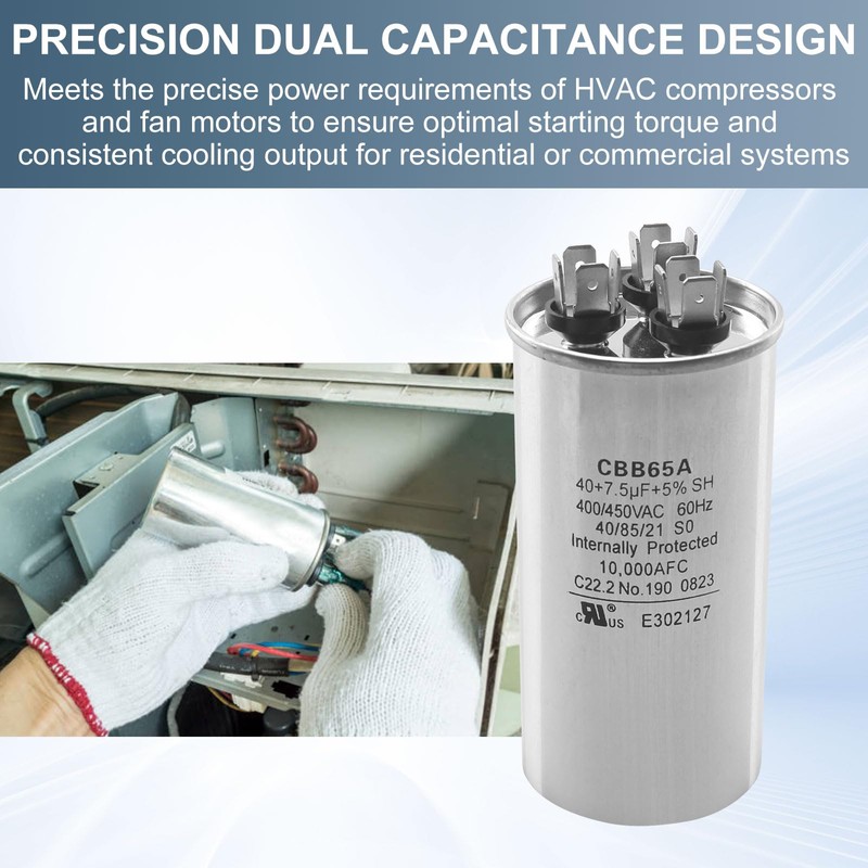 40+7.5 uF 40/7.5 MFD 440 VAC Dual Run Round Start