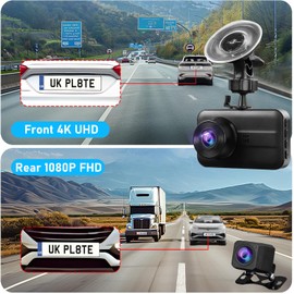 4K Dash Cam Front and Rear,Dashcam for Cars,3.0" IPS Screen with App Control Car Driving Recorder with G-Sensor,Loop Recording,Night Vision,Car DVR 64GB SD Card (4K Front +Rear)