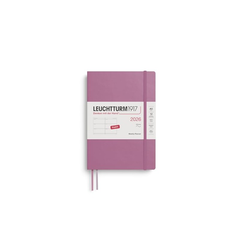 LEUCHTTURM1917 372737 Weekly Planner Medium (A5) 2026, Softcover, Dusty Rose,