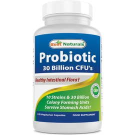 Best Naturals Probiotic 10 Strains & 30 Billion CFU Intestinal Flora, 120 Veggie Capsules - Shelf Stable probiotic (4146365)