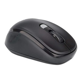 Manhattan 2.4G Wireless Optical Ergonomic Mouse - with Auto Power Management, 800/1200 / 1600 dpi, Four Buttons with Scroll Wheel - for Laptops, Computers, PC - Black, 179904