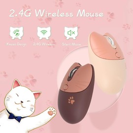 Gugxiom Ratón Inalámbrico Cat, Ratón Lindo 2.4G, Ratón Kawaii, Ratón Ligero sin Sonido, Ratón dpi Portátil de 3 Niveles, con Receptor USB, para Computadora Portátil M3 (Púrpura)