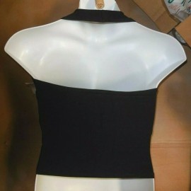 Body Wrappers  Body Wrappers 1511 Black Halter Crop Top Cotton Spandex Ladies Large Shelf Bra
