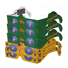 3D Christmas Glasses - Holiday Specs Eyes - REINDEER & ELVES - Transform Christmas Lights Into Magical Images - 5 Pairs