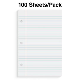 Staples 200055 College Ruled Filler Paper 5 1/2-Inch x 8 1/2-Inch 100/Pack (12301M)