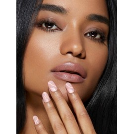 Static Nails Reusable Pop-On Manicure Set, Non-Damaging Glue-On Nails (Soft Pink Sway Round) - False Nails with Static Nail Glue, Nail Set, Fake Acrylic Press On Nails