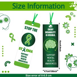 60 Pieces Mental Health Awareness Bookmarks Bulk Green Ribbon Inspirational Quotes Bookmarks for Students Teachers School Mental Health Awareness Theme Favor