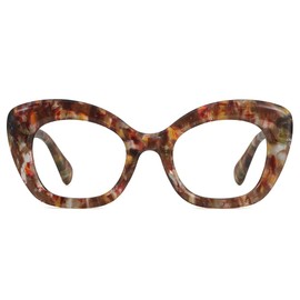 JiSoo Cat Eye Readers for Women Oversized Cat Eye Reading Glasses Designer Cute Cheaters, Amber 2.0