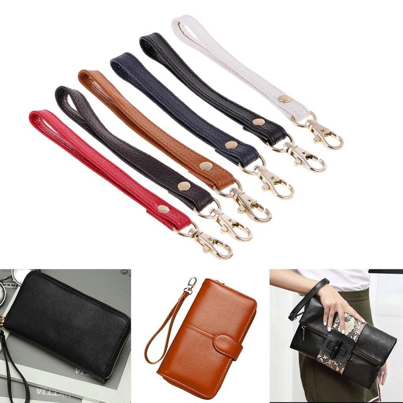 zalati Wristlet Strap Real Leather Small Handle Strap Gold Buckle