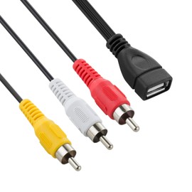 USB to RCA Cable 5FT USB 2.0 Female to 3 RCA Male Phono AV Cable Lead PC TV Aux Audio Video Cord for DVDs, Digital Cameras, Camcorder Connecting TV/PC (USB Female to 3RCA Male)