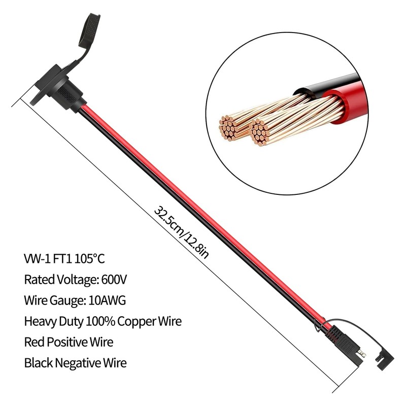 WYTUDTE 2 Pack SAE Plug Connector 10AWG – Quick Disconnect