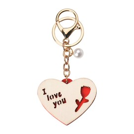 YangQian I Love You Heart Keychain for Couples - Gold, Modern Romantic Style - Engraved, Heart Shaped - Couple Car Keys Keychain - Wedding, Engagement for Her, Women, Couples