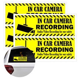 Camera Audio Video Recording Window Cars Stickers 2x6 Inch in Car Camera Recording Labels Cam On Board Video Sign for Car Window Bumper Safety 4 PCS (Yellow)