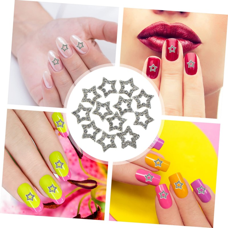 CAXUSD 12pcs Star Shaped Nail Charms Decorative Rhinestone Nail Art