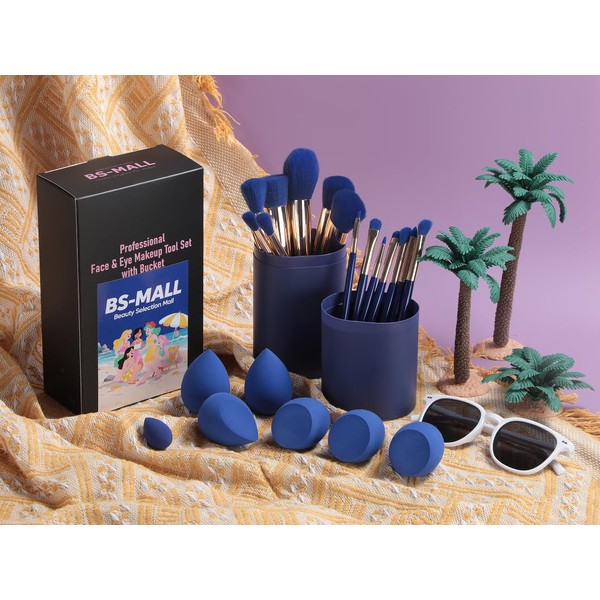 BS-MALL 18 Pcs Makeup Brushes Set With 7 Beauty Blender