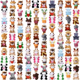 100 Pcs Mini Plush Stuffed Animal Bulk Small Animal Toys Keychain Decoration Party Favors Easter Egg Stuffer for Kids Birthday Carnival Classroom Prizes Gift Goodie Bag Filler (Forest Animals)