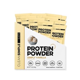 Simply Vanilla Protein Powder - 10 Single Serving Stick Packs | Smooth, Delicious Protein Supplement for Shakes, Fitness, Recovery & On-the-Go Nutrition