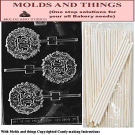 75TH Lolly numbers and letters Chocolate candy mold Molding Instruction+ 25 Lollipop sticks
