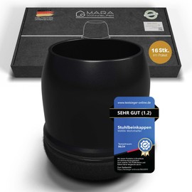 MARA WOHNHELFER® 16 x Round Chair Leg Caps with 360° Reinforced Felt, Chair Leg Protectors, Protective Caps, Felt Gliders for Chairs (Black, Small, Size S, 14-19 mm)