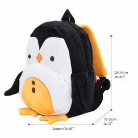 BEFUNIRISE Toddler Backpack for Boys and Girls, Cute Soft Plush Animal Cartoon Mini Backpack Little For Kids 2-6 Years (Penguin)