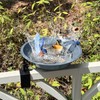 FKKsparkler Bird Bath for Deck Railing, Metal Deck Mounted Bird
