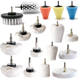 Medoon Polishing Pad Buffing Wheel Kit 17 Pack, for Drill for Metal Aluminum Stainless Steel Chrome Wood Plastic Ceramic Glass Woods Fabric Cotton Machine Jewelry etc