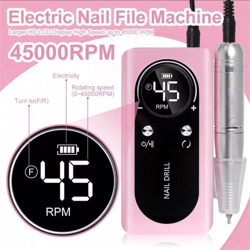 Kmow Pulidor De Uñas Esmeril Profesional Drill Portátil 45000 Rpm
